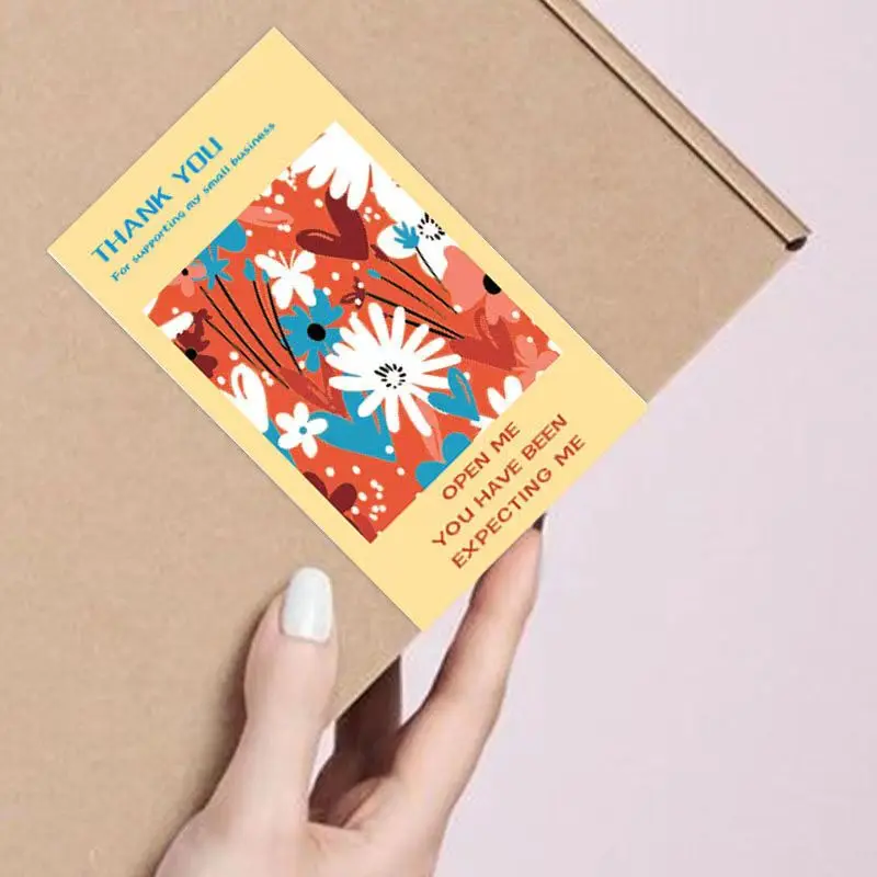 50 Pcs Flower Thank You Stickers 5*10cm Seal Labels for Gift Commodity Decor Stickers Small Business Wrapping Sealing Stickers