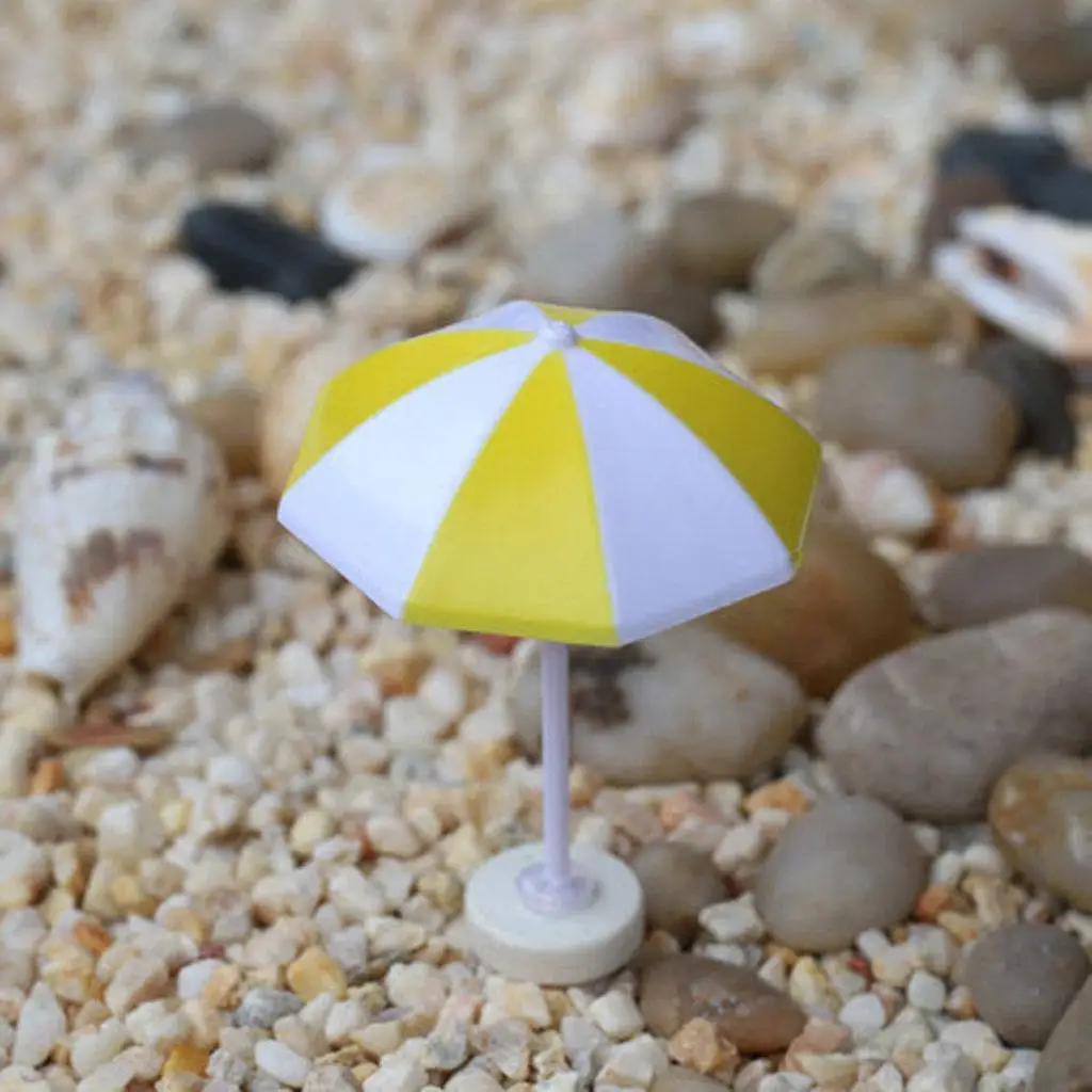 

Miniature Beach Sun Umbrella for Fairy Garden Moss Micro Landscape Terrarium Decor, Cute Small Gardening Props, Yellow