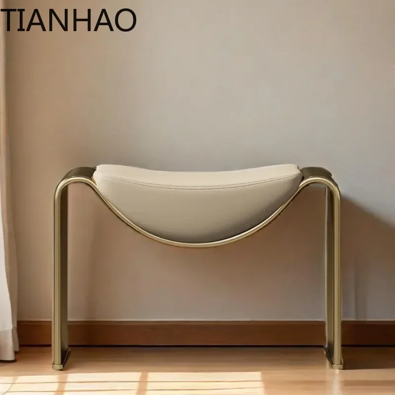 Italian Stainless Steel Hallway Ottoman Entryway Multi-Functional Makeup Bench Designer Shoe Changing Stool Elegant Dining Seat