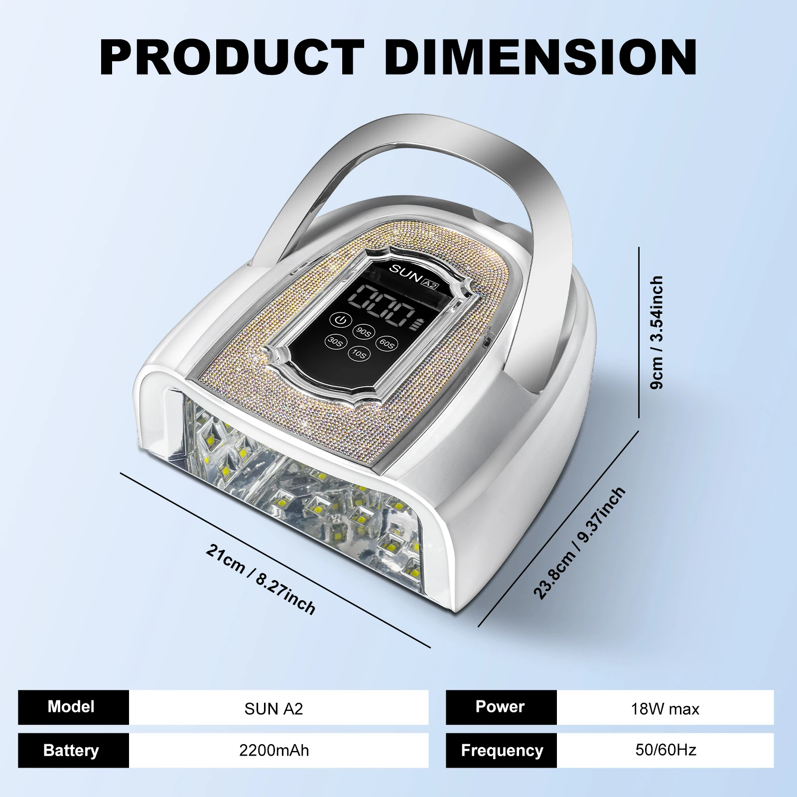 Lampada per unghie UV ricaricabile 42 LED Asciugacapelli professionale per polimerizzare tutti lo smalto gel Strumento per salone di pedicure per manicure a luce UV