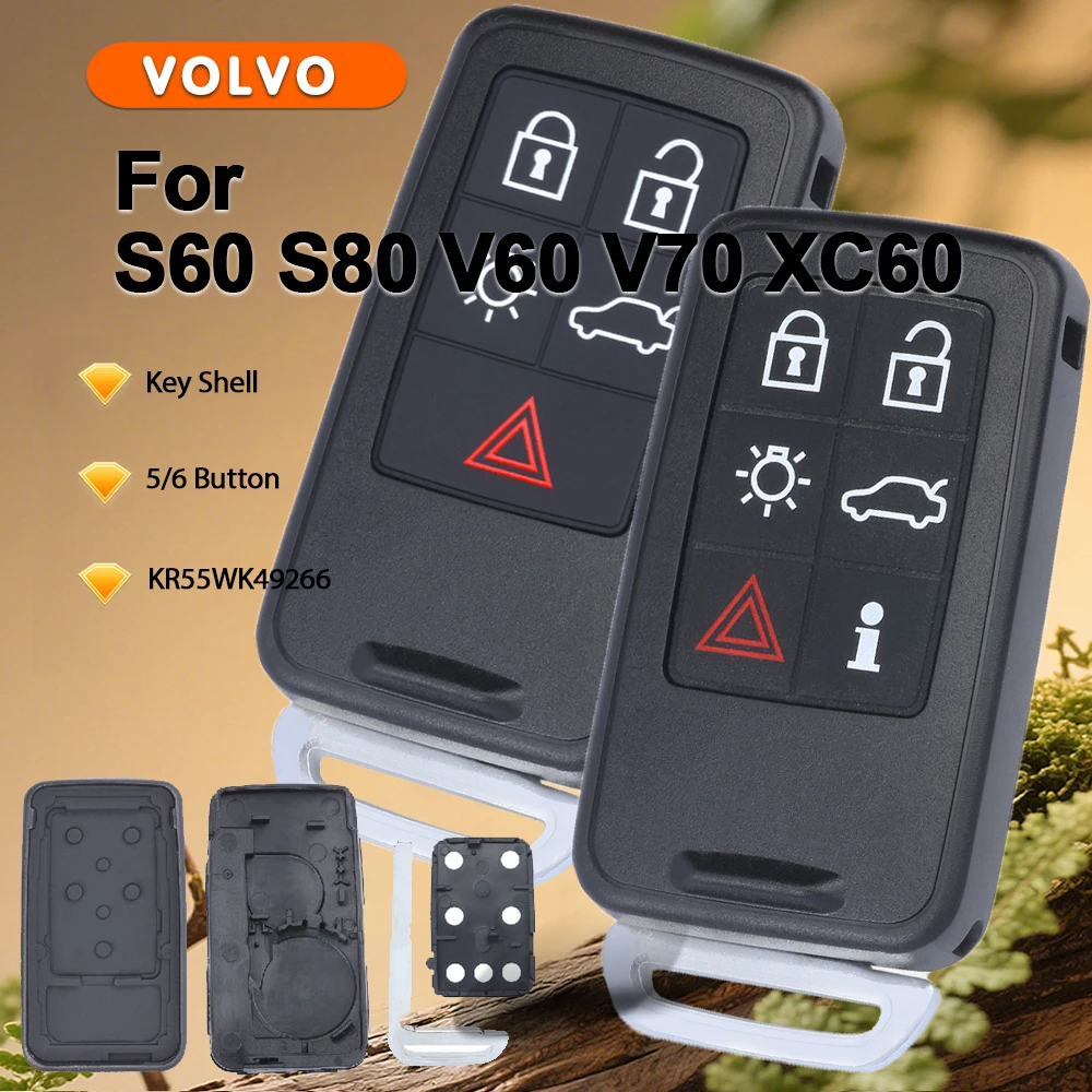 

KEYECU 5/6 Button Smart Remote Key Shell Case Housing Fob for 2007 2008 2009 2010 2011 2012 2013 Volvo S60 S80 V60 V70 XC60 XC70