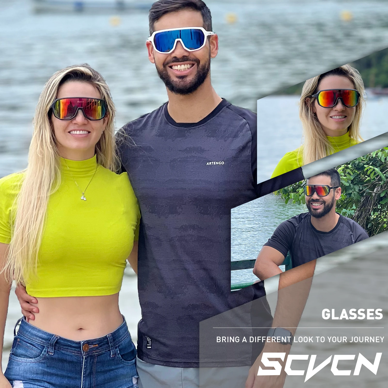 SCVCN UV400 Protective Bike Bicycle Sunglasses Glasses Eyewear Eyeglasses for Men Women Outdoor Sports Driving Hiking Climbing