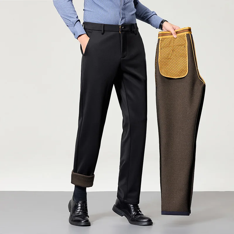 

29-40 New Thicken Men's Pants Straight Casual Pants Man Trousers for Work Office Black Simple Basic man Trousers Trousers Man