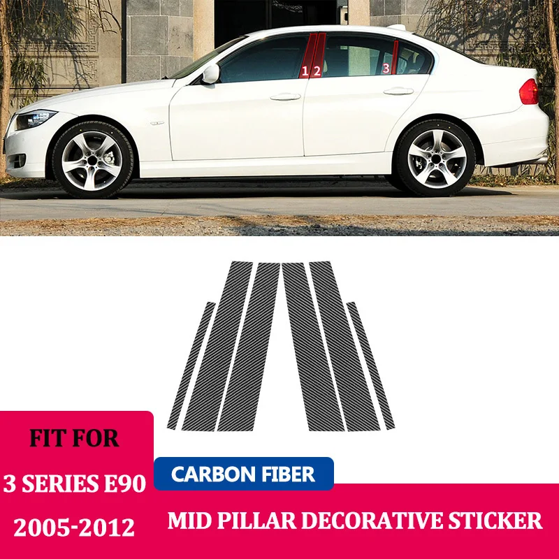 

Fit for BMW 3 Series E90 2005-2012 Car Door Center Pillar Sticker Carbon Fiber Decorative Sticker B-pillar Film Modification