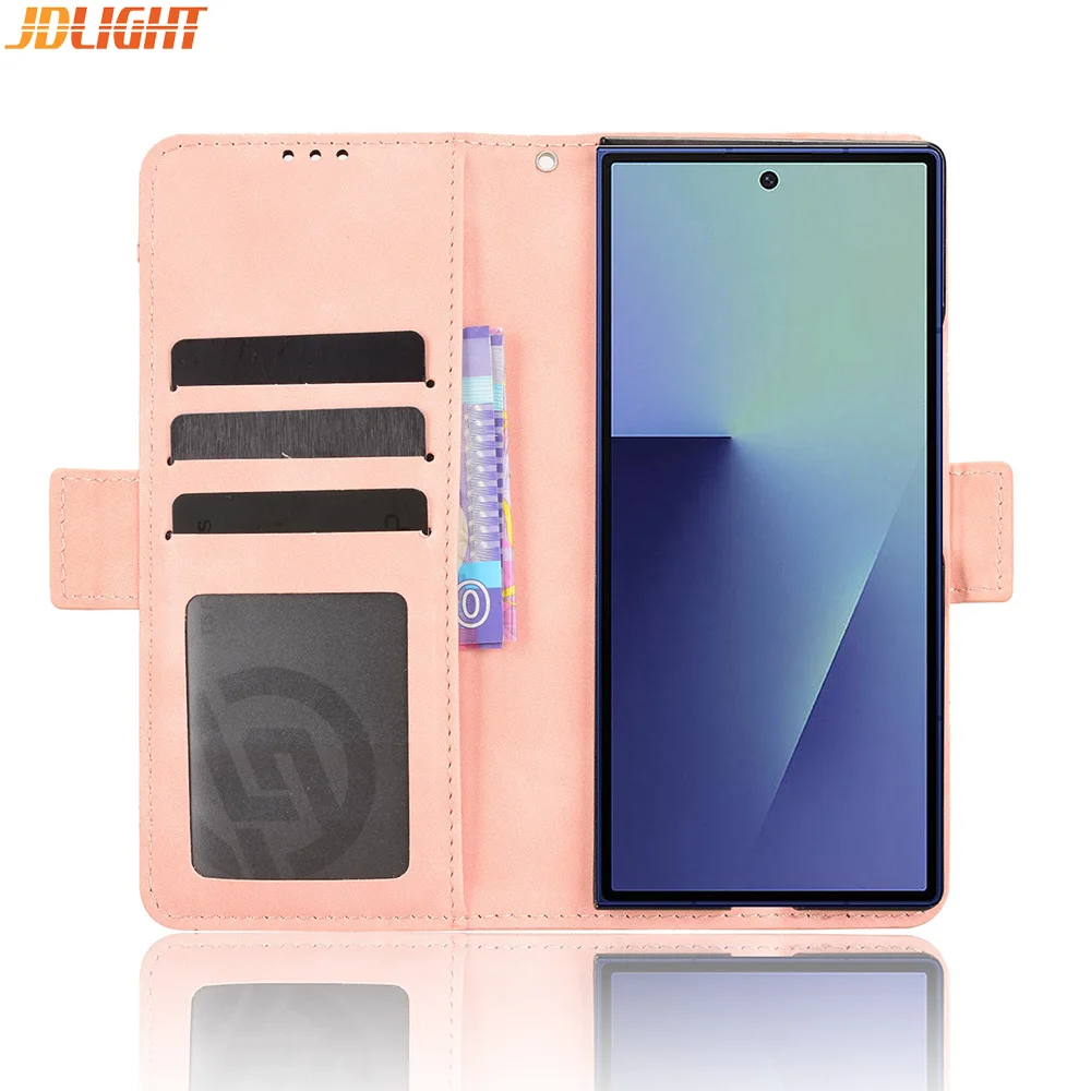 

Кожаный чехол-кошелек для Samsung Galaxy Z Fold 7, откидная крышка с магнитной книгой, держатель для фотографий, роскошные чехлы для мобильных телефонов