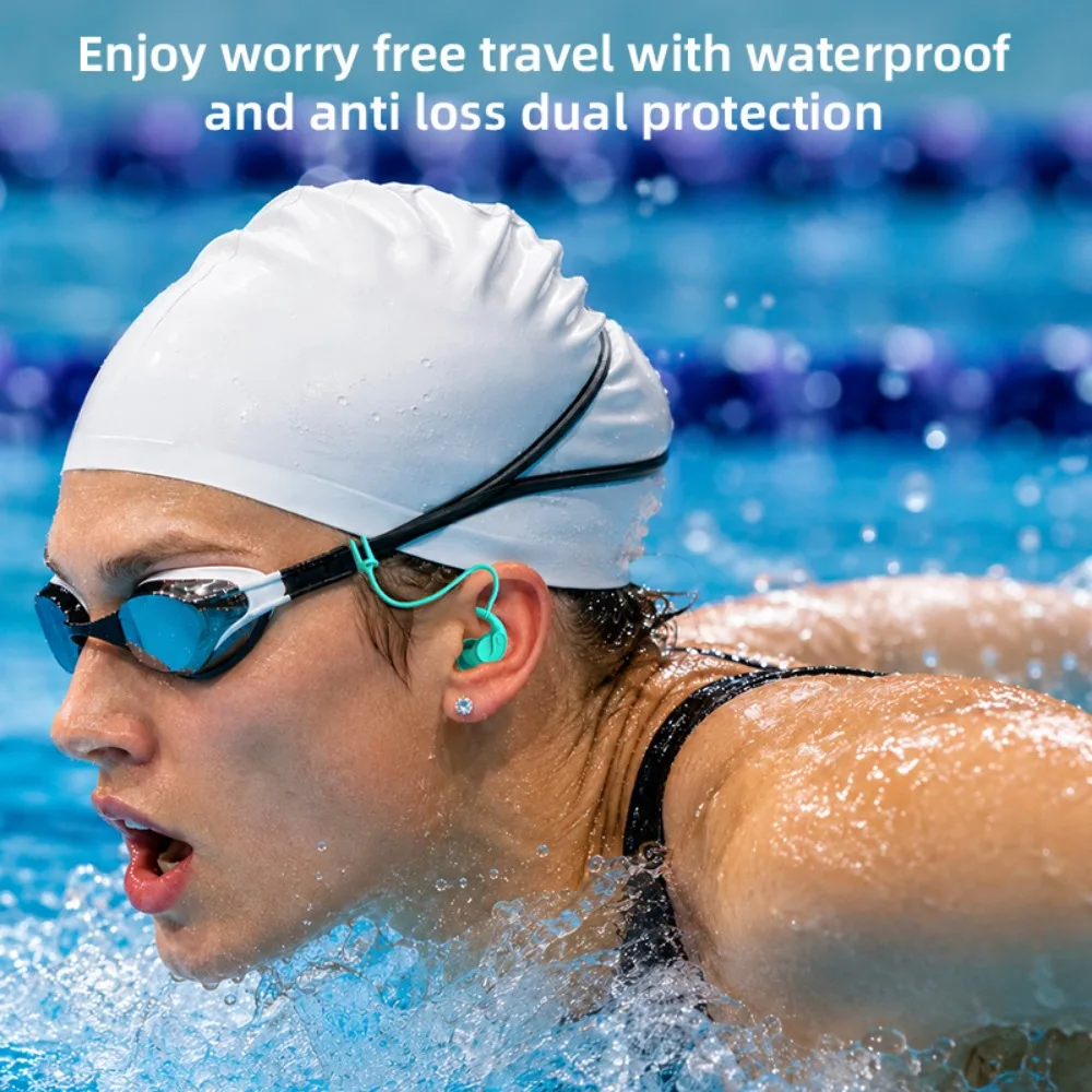 Ergonomic Silicone Swim Earplugs Waterproof Reusable Soft Ear Plugs with Storage Case for Adults Water Sports Travel