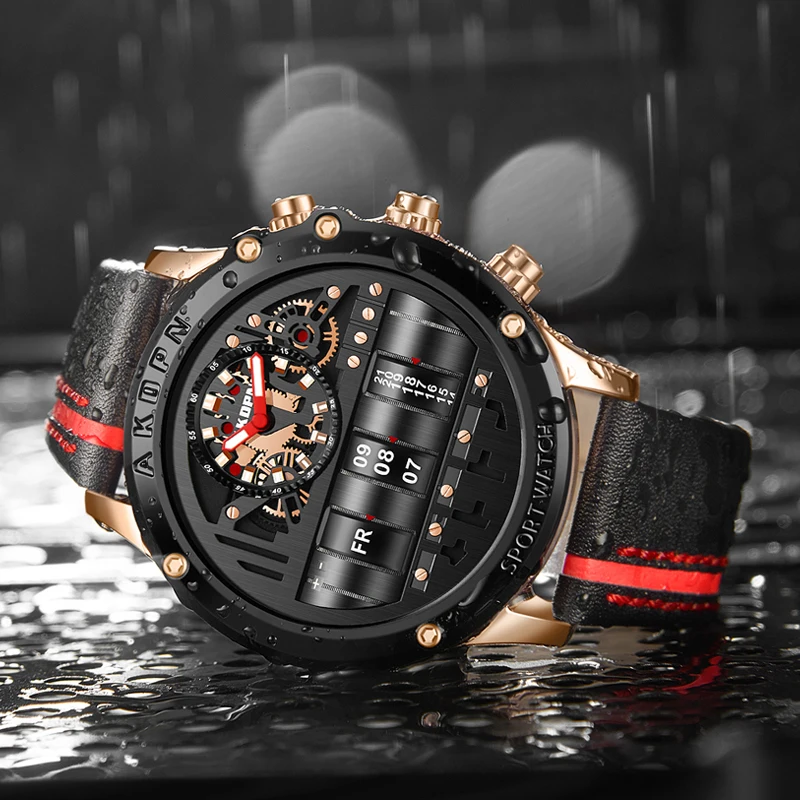 Imagem -05 - Akdpn-relógio de Quartzo Masculino com Pulseira de Couro Marca Superior Cronógrafo Relógio de Pulso Luminoso Estilo Luxo 2023