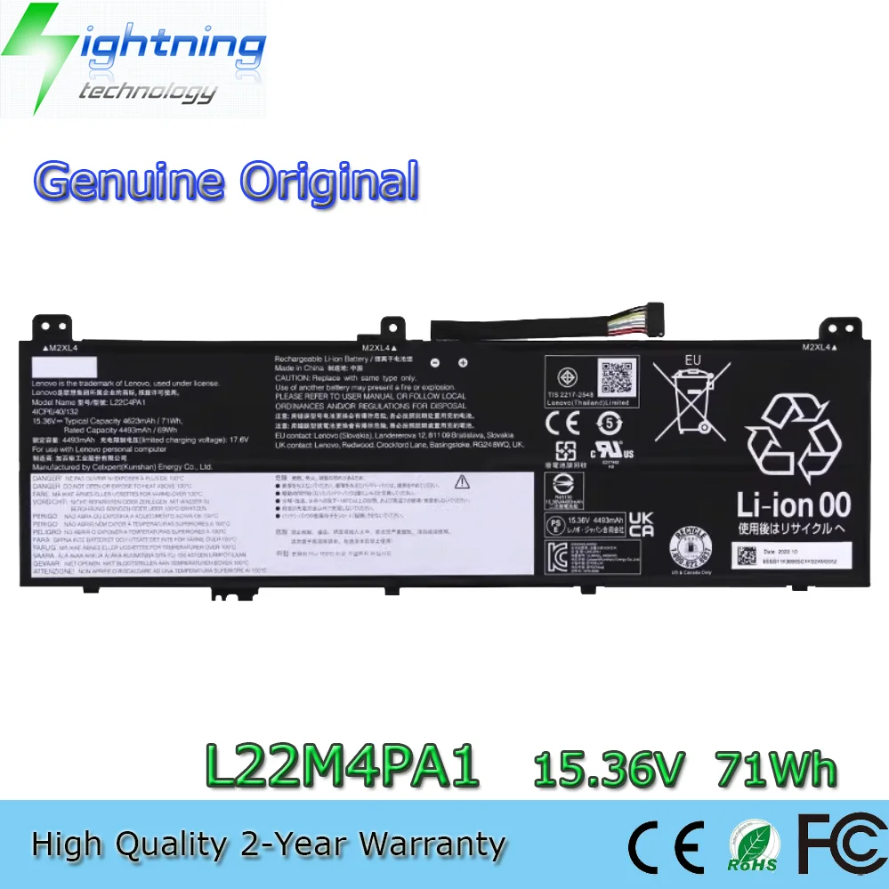 

New Genuine L22C4PA1 L22D4PA1 L22M4PA1 15.36V 71Wh Battery for Lenovo Yoga 7 14ARP8 16ARP8
