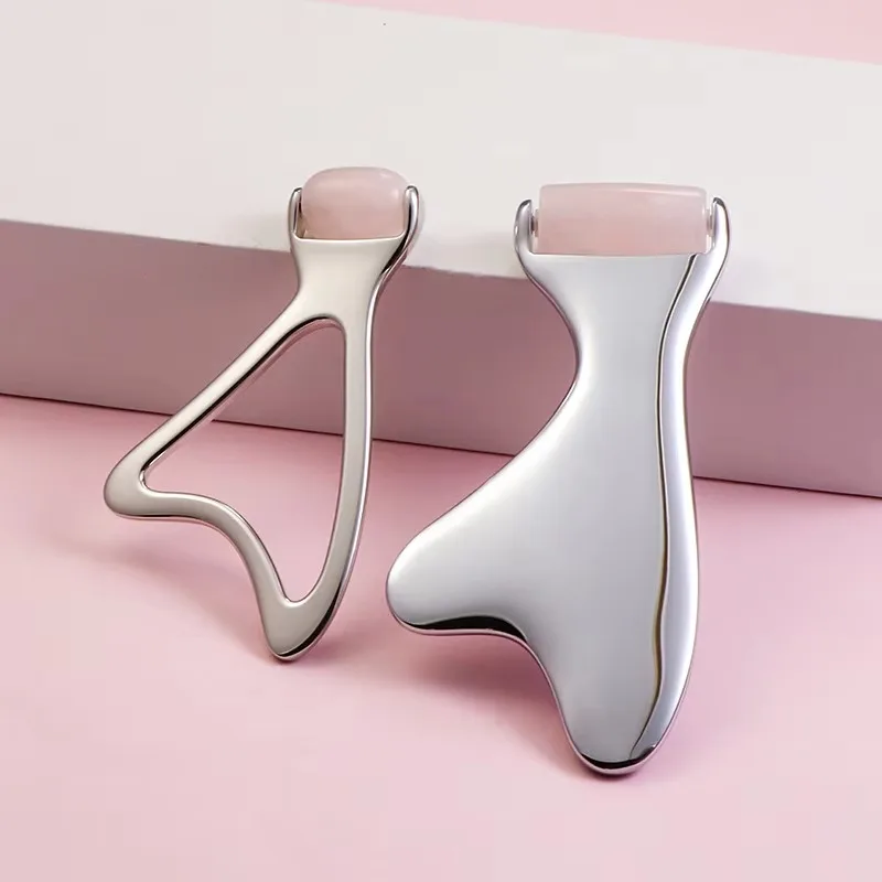 Portable Mini Stainless Steel Gua Sha Facial Massager Roller Beauty Skin Care Massage Tool