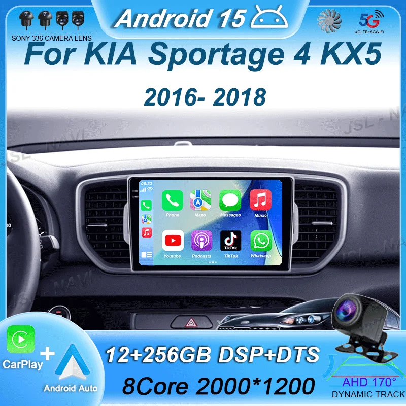 

Для KIA Sportage 4 KX5 2016 2017 2018 Android 15 Беспроводной Carplay QLED Автомобильный Радио Мультимедийный Видеоплеер 4G Навигация MP5 DVD