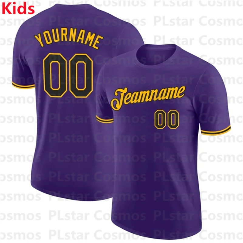 Custom Purple Black-Gold Performance T-Shirts 3D Printed Kids Football Jersey Boys Tops Girl Tees