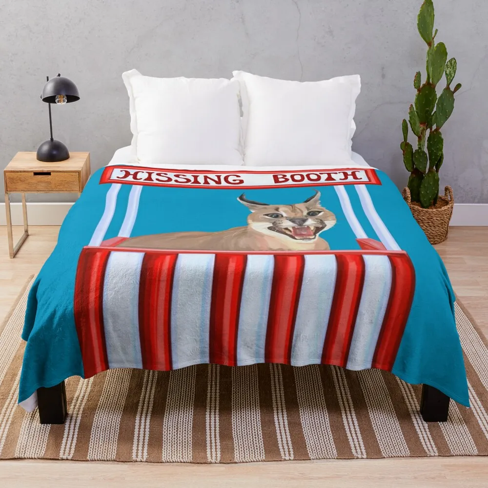 

Caracal Hissing Booth Throw Blanket Flannel Luxury Throw Blankets