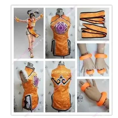 

Tekken ling xiaoyu LiLi Cosplay Costume full set with Hair band wristband