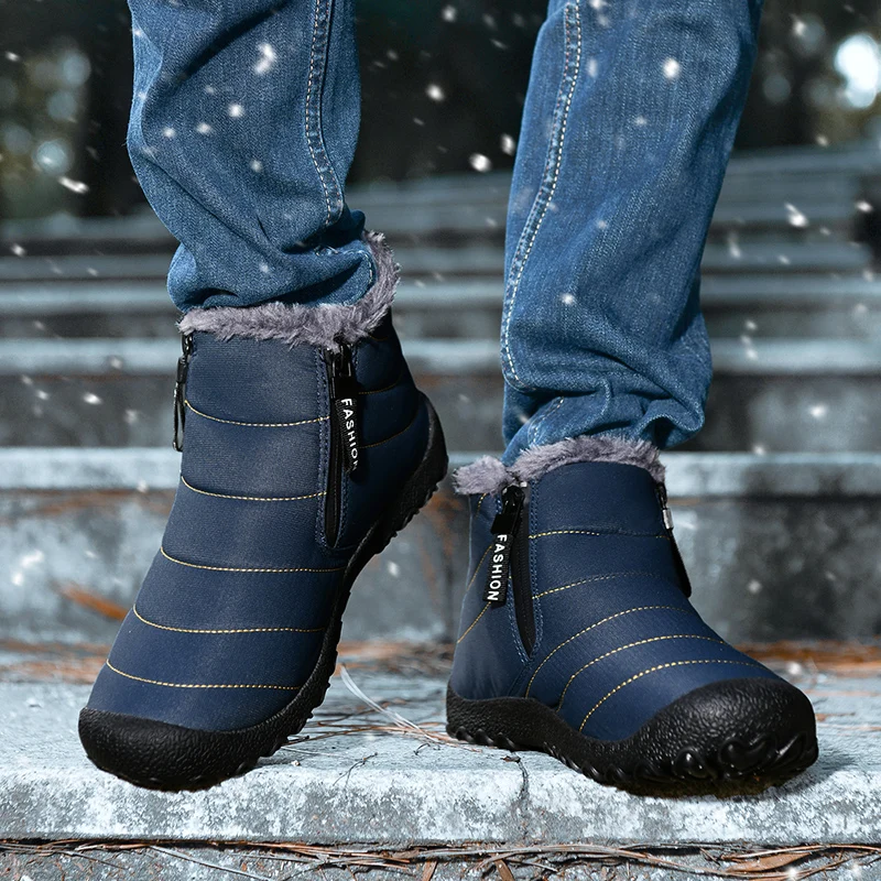 Winter Men Boots Flat Bottom Comfortable Wear-resistant Plush Cotton Shoes for Outdoor Warmth Casual Sneakers Snow Boots for Men