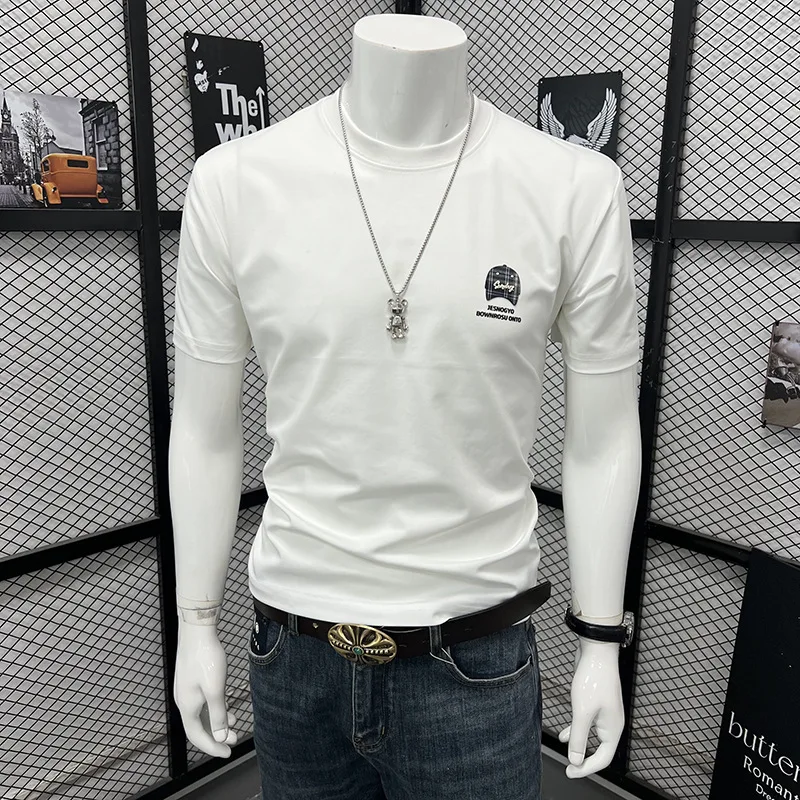 

Модная мужская футболка, новинка лета, футболки с круглым вырезом и короткими рукавами, простой принт с буквами, свободный крой, повседневная универсальная уличная одежда, мужской топ