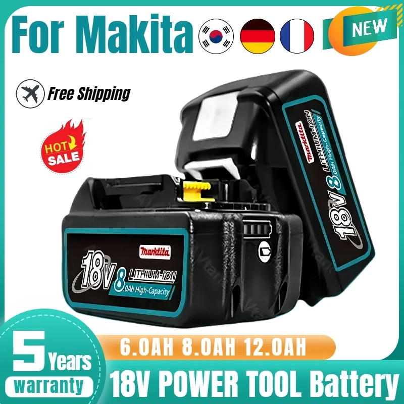 

100% Original for Makita Rechargeable Power Tool Battery, Replaceable LED Li-ion Battery 12.0 Ah 18V LXT BL1860 BL1850 BL1830