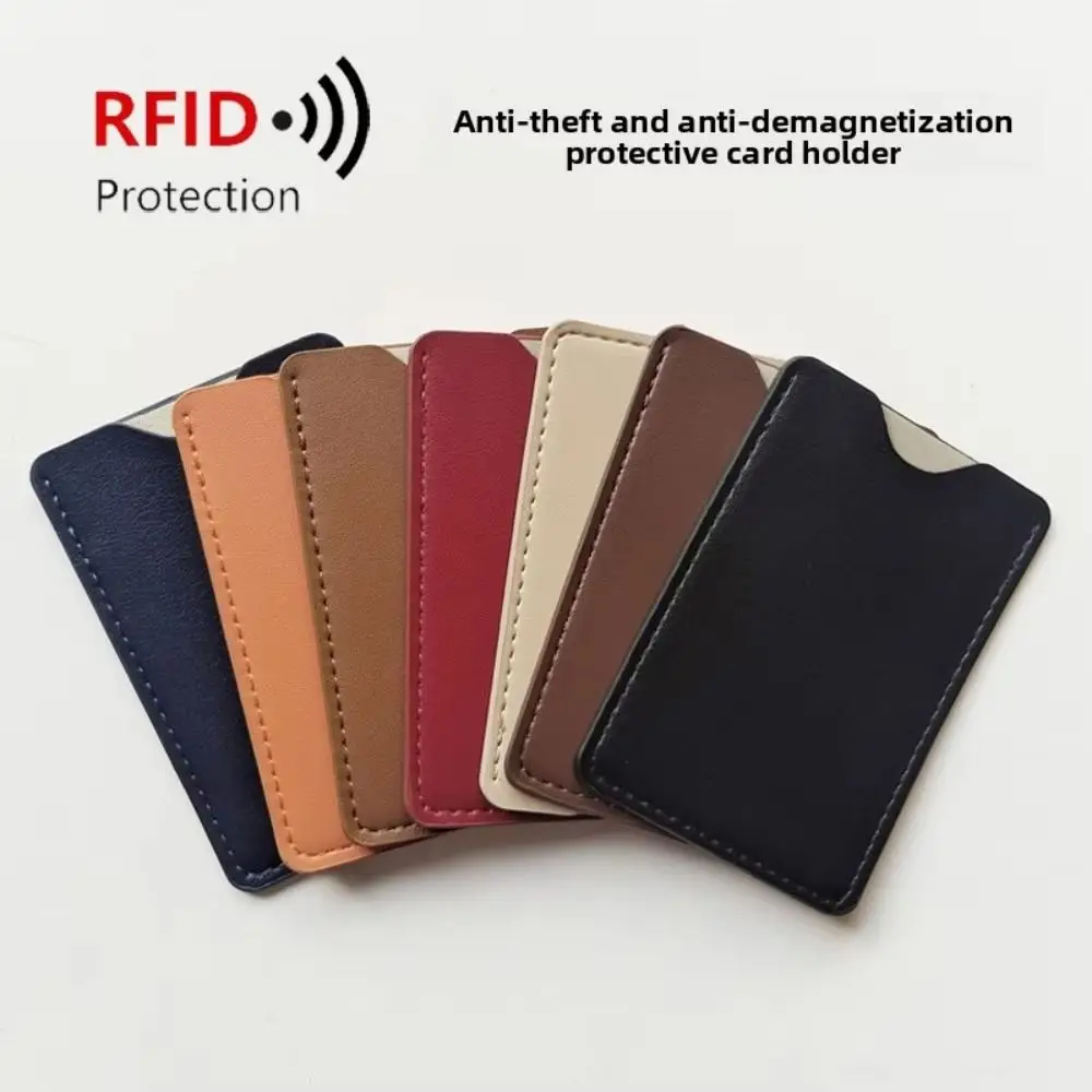 Ultra-Thin RFID Card Holder PU Leather Soft Lining Leather Card Sleeve Anti-Demagnetization RFID Blocking Bank Card Protector