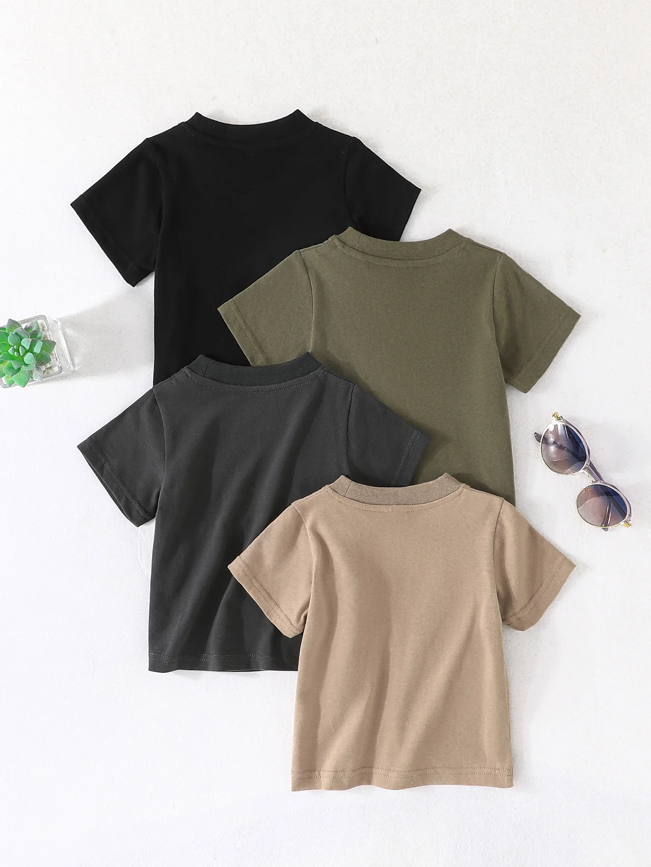 4Piece/Set Kids Summer Tee Baby Boys Short Sleeve Cotton T-Shirt Children Solid Soft Tshirt 2025 New