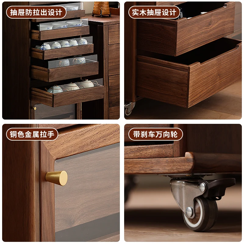 أمريكا الشمالية الجوز الأسود سجل 10 ضخ خزانة الأسنان الراقية خزانة جانبية طقم شاي تخزين Wenplay خزانة الخشب الصلب #5