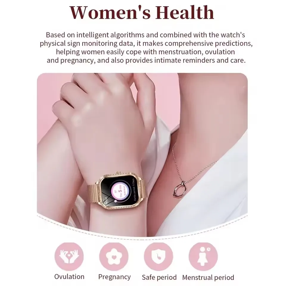 For Huawei Xiaomi Women Smart Watch Curved Screen Heart Rate IP68 Waterproof Fashion Lady Watches Sports Fitness Tracker Clock