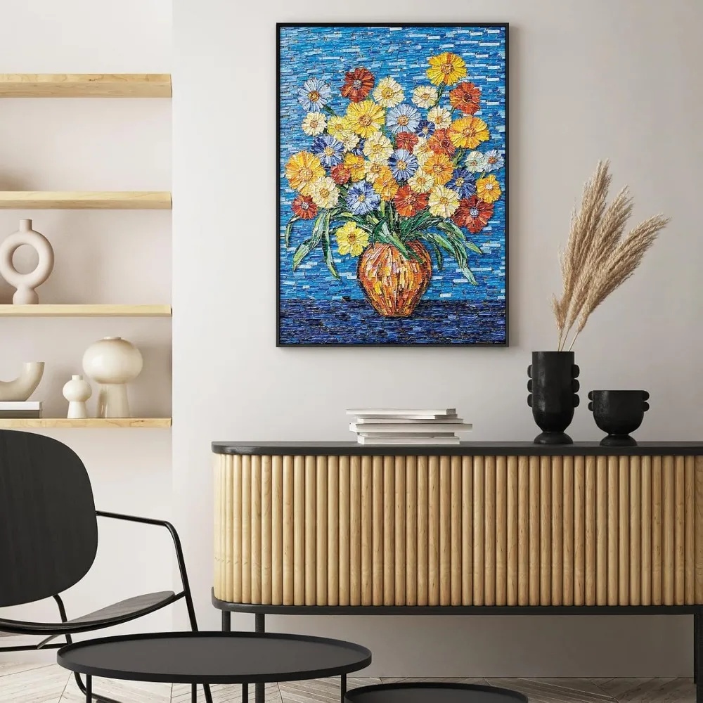 120/300/500/1000 peças margarida flor vitral quebra-cabeça paisagem quebra-cabeça educação brinquedo desafiador jogo noites diversão