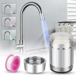 LED Temperature Sensitive 3-Color Light-up Faucet Kitchen Bathroom Light Colorful Changing Glow Shower Head Kitchen Tap Nozzle