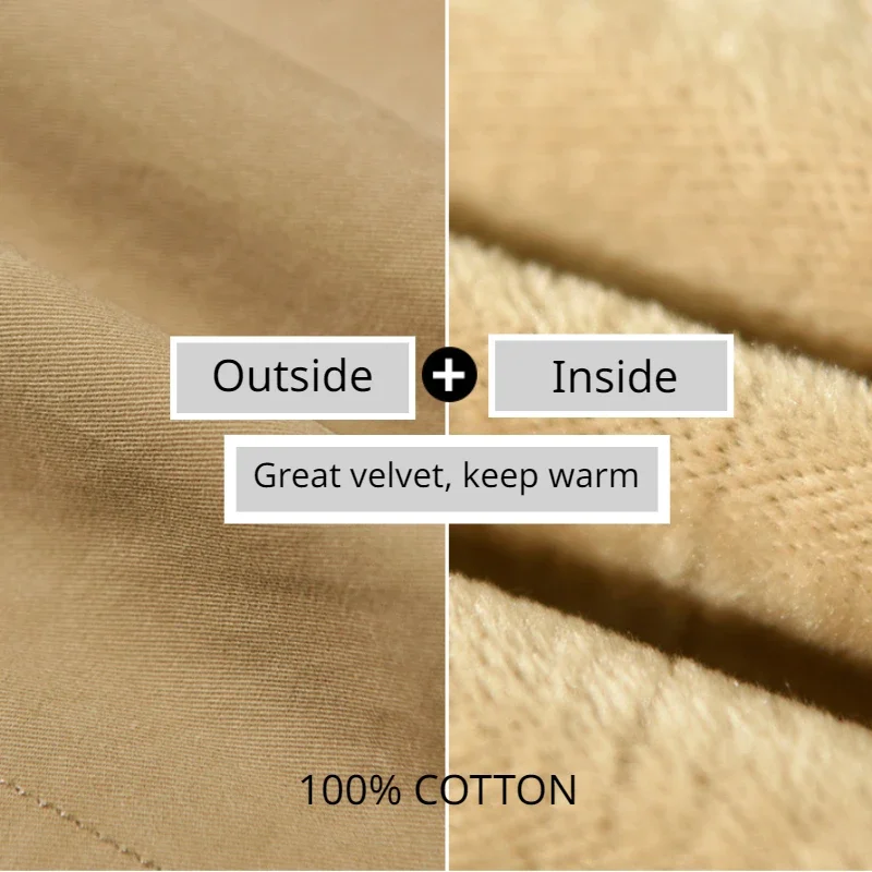 Winter New 100% Cotton Cargo Velvet Men\'s Winter Pants Comfortable Thickened Soft Keep Warm Retro Street Trousers  AZ640