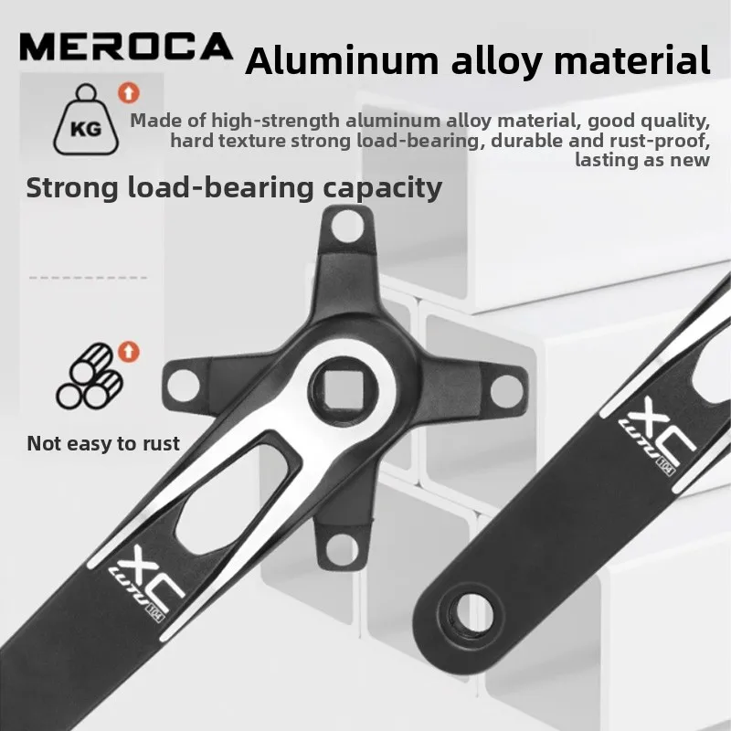MEROCA XC Mtb Cranks Square Hole Crankset with Positive Negative Tooth Chainring 32/34/36/38T 104/64BCD 170mm Hollow Lightweight