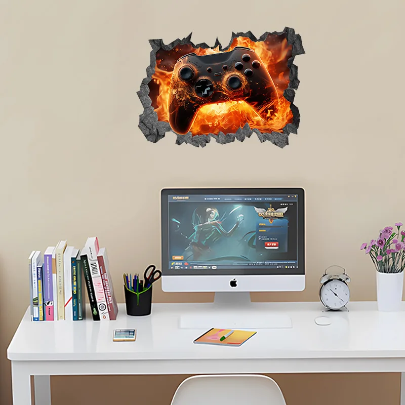 Flame effect gamepad wall stickers home decor accessories bedroom decor Self-adhesive wallpaper waterproof material
