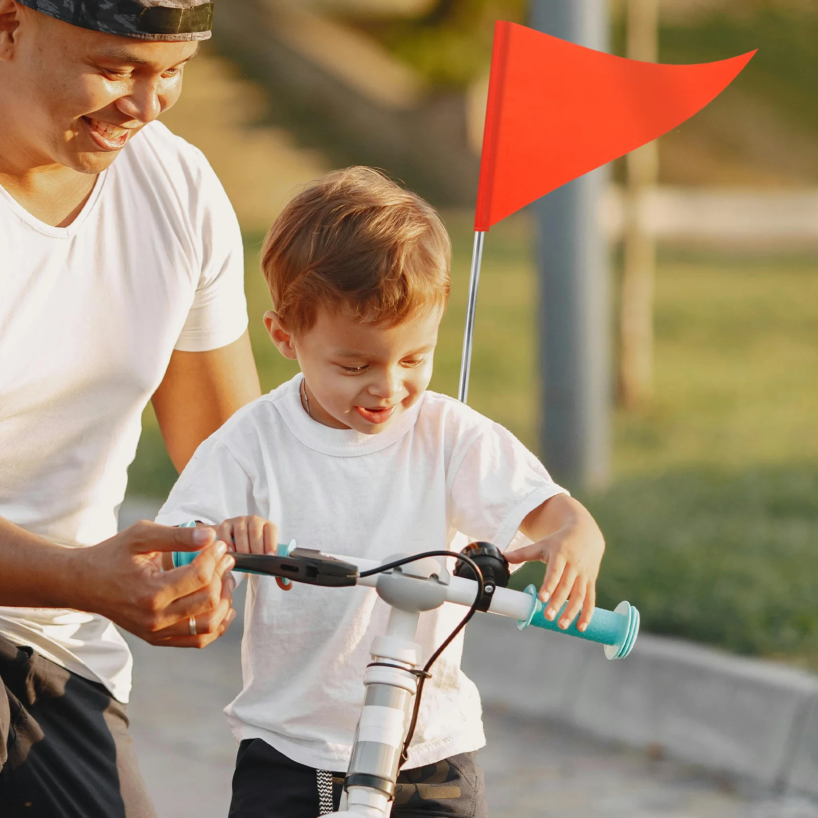 

4 Pcs Bicycle Safety Flag Hand Held Flags Kayak Go Kart Kids Bike Atv with Pole Golf Cart