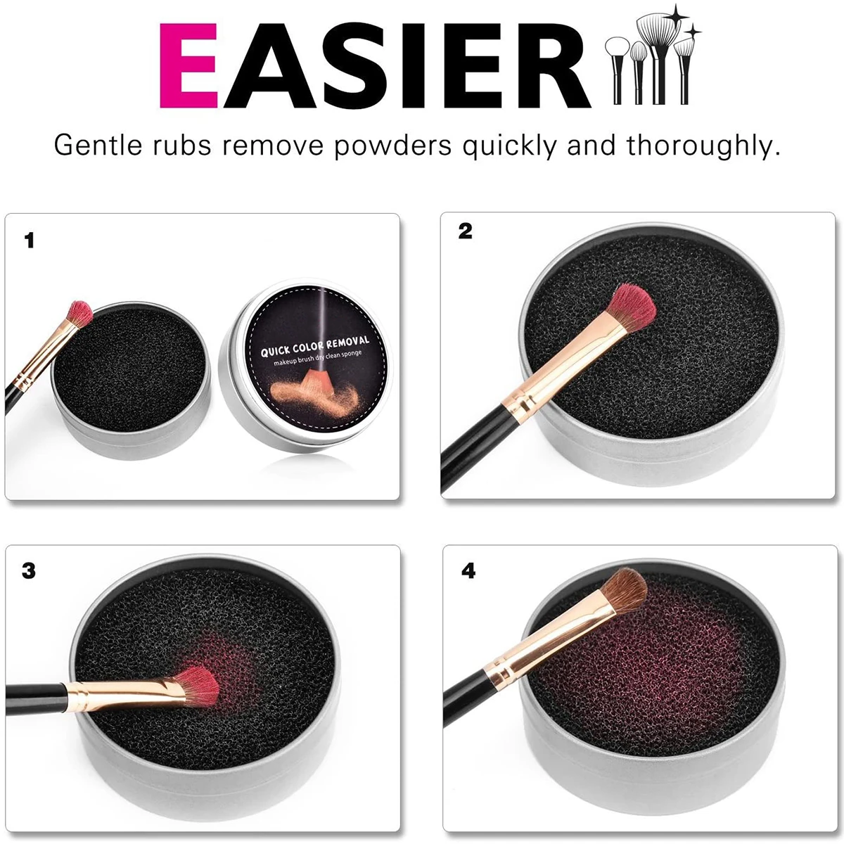 

Makeup Brush Makeup Brush Cleaner Sponge Tools Color Removal Sponge Quick Cleaner Reusable Efficient Powder Dark Cosmetics