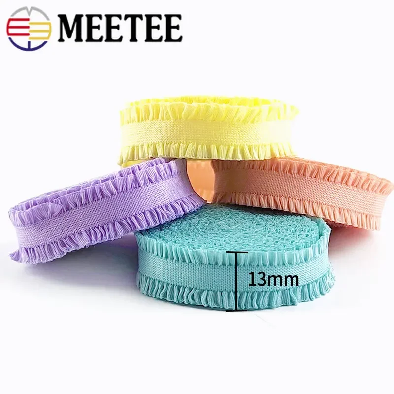 5/10Y 13mm Elastic Bands for Sewing Double Lace Trims Bra Strap Rubber Ribbon Underwear Hairband Tapes DIY Garment Accessories