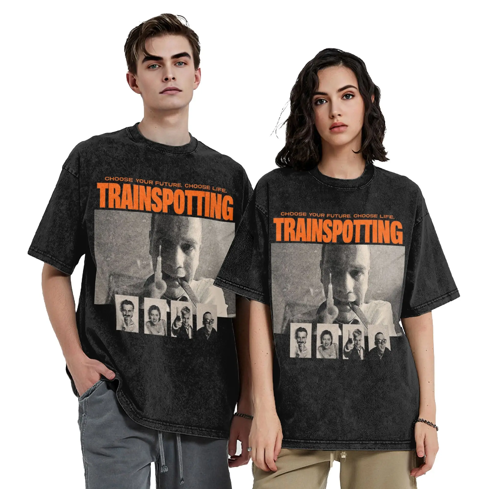 Trainspotting Movie Washed T Shirts Streetwear Hip Hop Vintage T-Shirt  Tee Shirt for Men Women Short Sleeve High Street Graphic