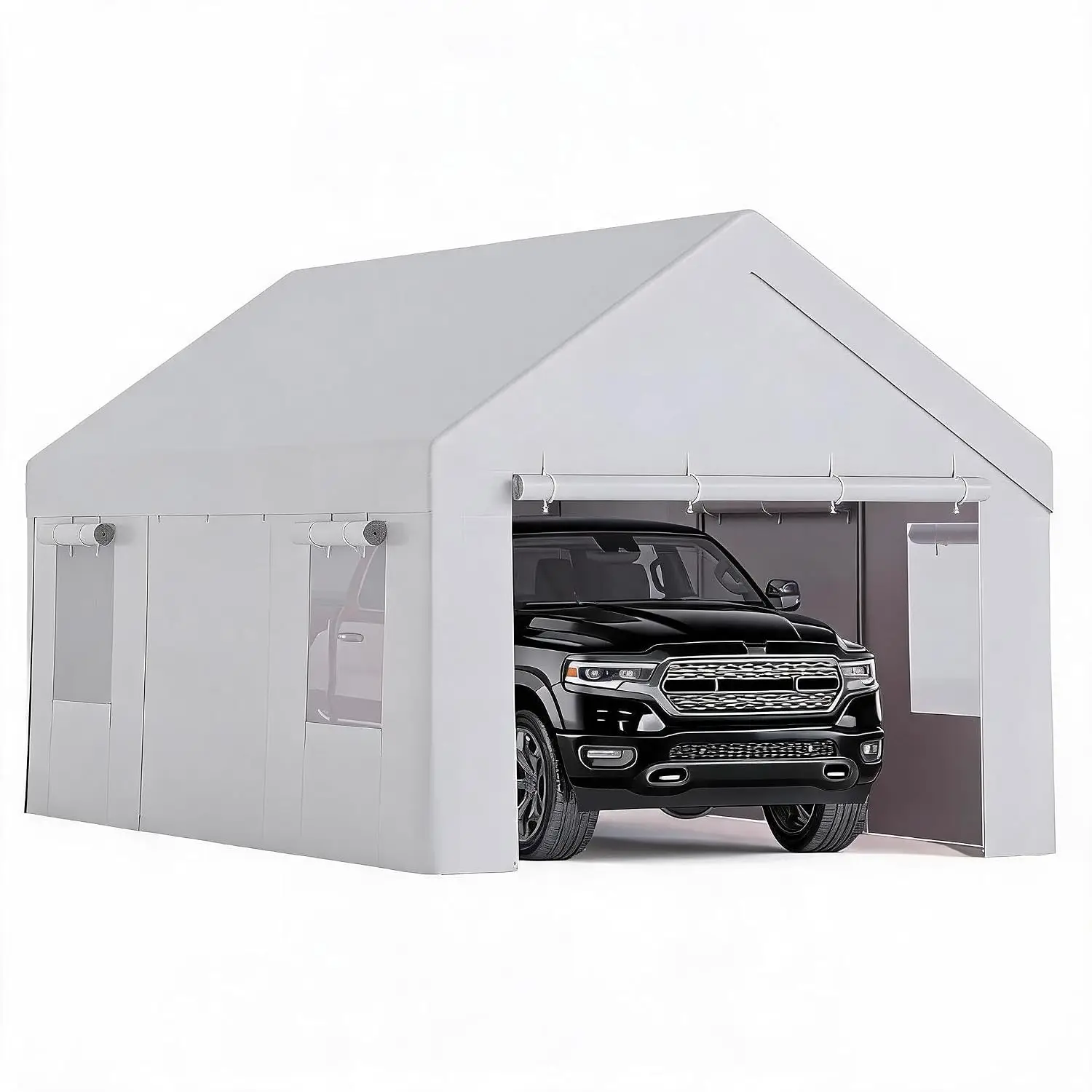 13x25FT Heavy Duty Carport Portable Garage with Sidewalls & Doors, Customized