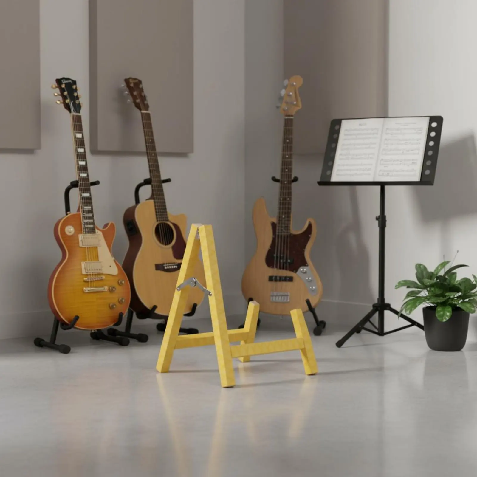 Multiple Guitar Stand Sturdy Wood Construction Folding Guitar Stand Musical Instrument Accessory Soft Foam Padding Space Saving