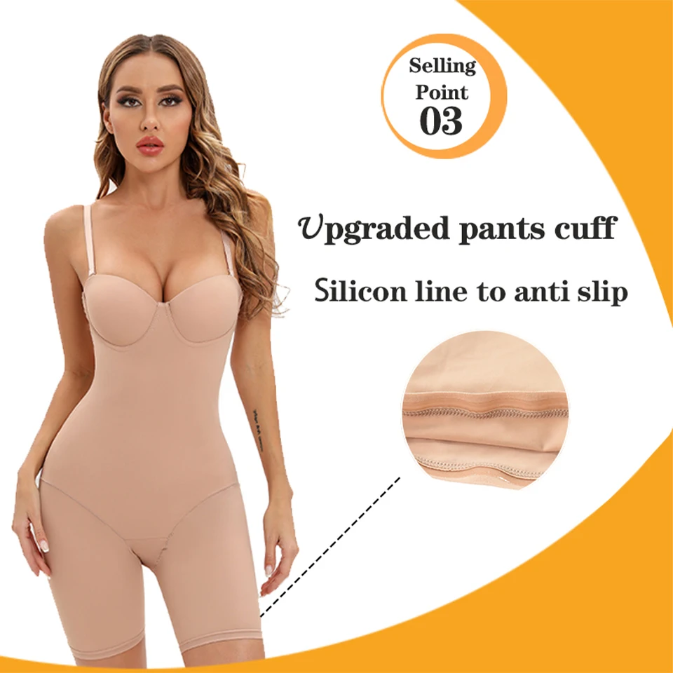 Sexy Lingerie Schlankmachende Seiden-Shapewear für Frauen Glatter Weicher Bodysuit Bauchformer Unterwäsche Lingerie Schwarz Nude – Detail 3