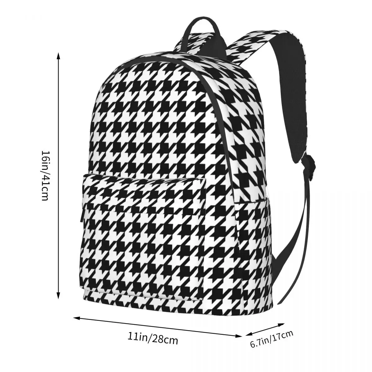 Black And White Houndstooth Backpack Abstract Design Women Men Outdoor Style Backpacks Breathable Cool School Bags Rucksack
