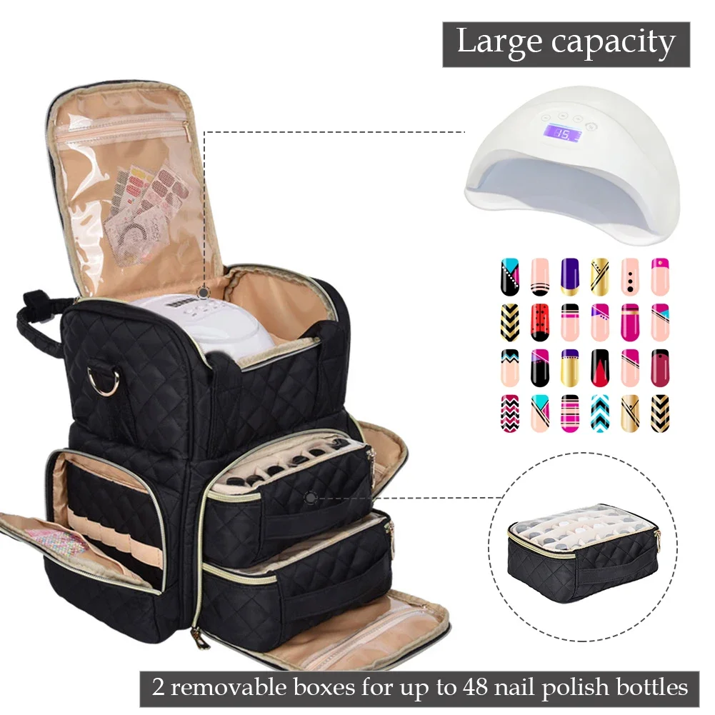 Nail Polish Organizer Bag Portable Nail Polish Storage Bag Removable Large Capacity Nailpolish Organizer Case Cosmetic Handbag