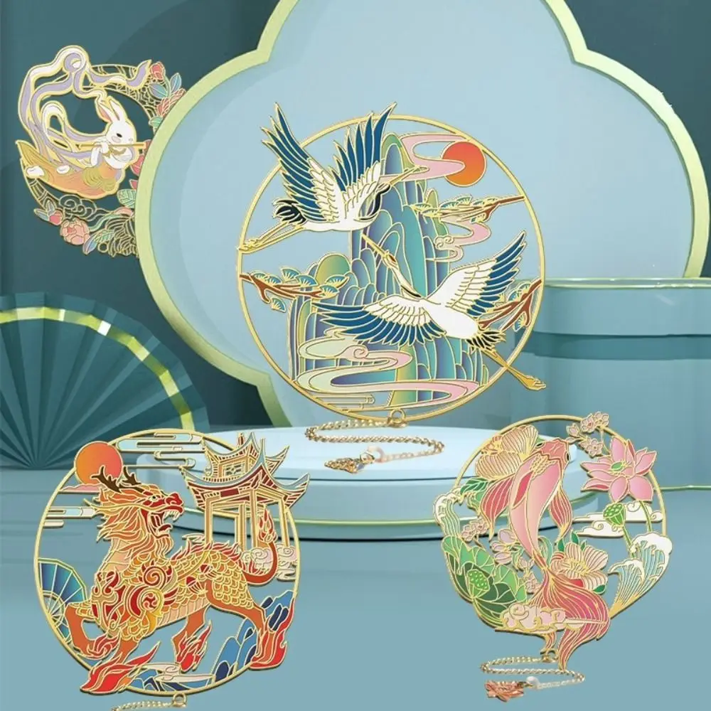 Dragon Chinese Style Bookmark Brid Cat Metal Book Clip Book Holder Hollow Out Tassel Book Page Marker School Office Supplies