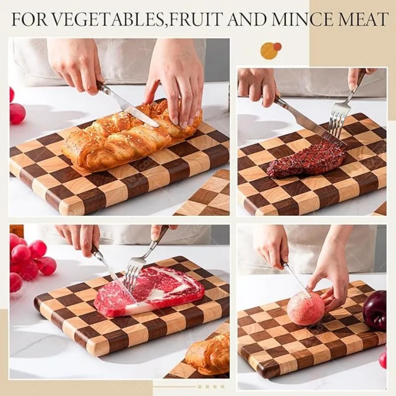 Acacia Wooden Cutting Board Thicken Splicing Checkerboard Solid Wood Non-slip Chopping Board for Cut Fruit Vegetable Board view 4