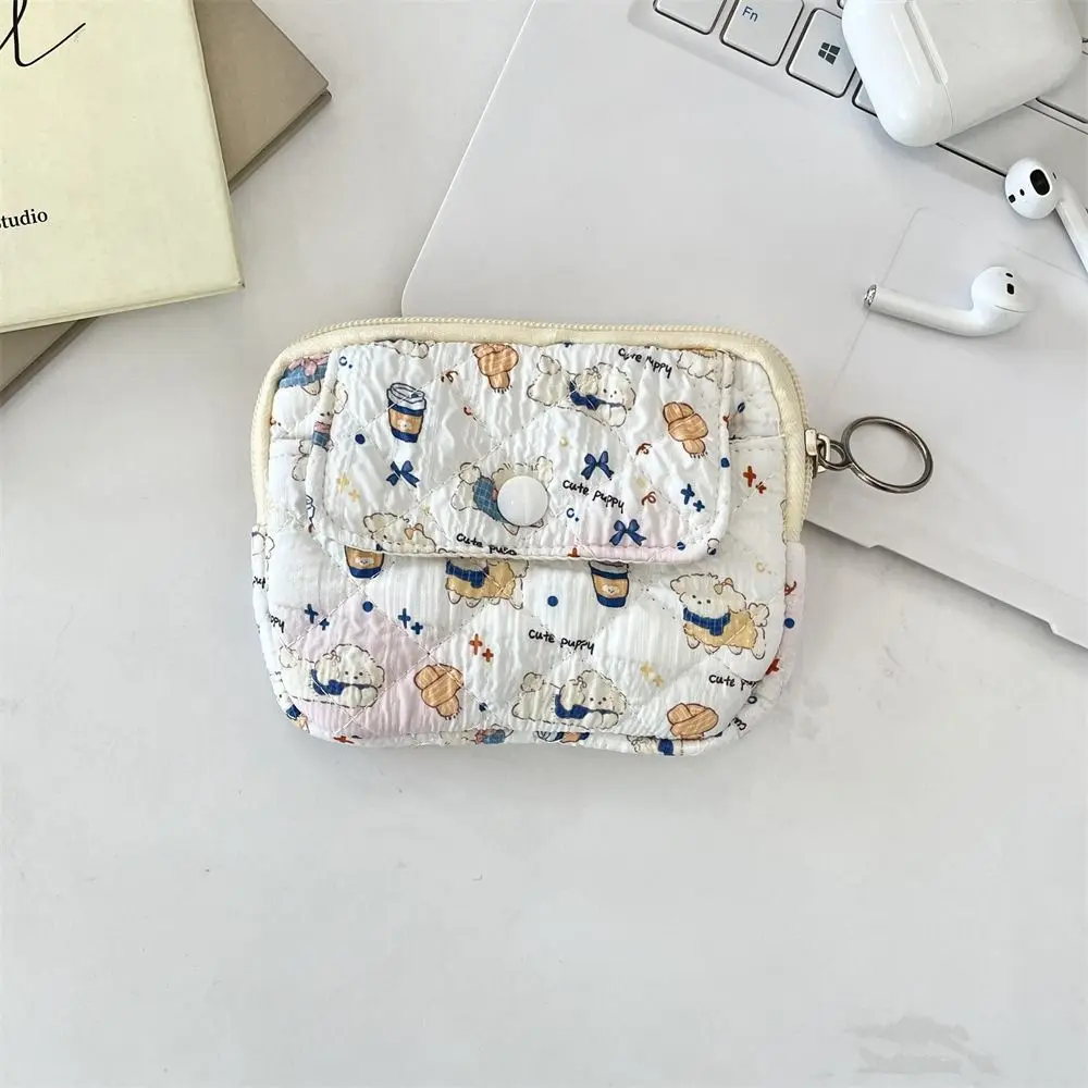 Cartoon Printing Mini Canvas Coin Purse Korean Style Multifuctional Cute Wallet Jewelry Packing Bag Card Holder