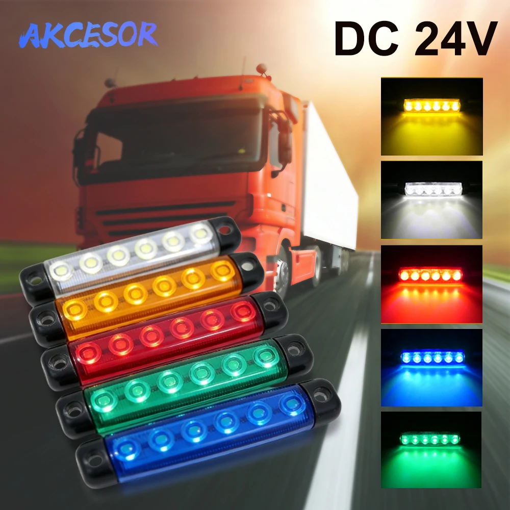 

10 Pcs 24V Side Marker Light 6-LED Strip External Signal Warning Tail Light Brake Lamps Waterproof for Truck Trailer Lorry Bus