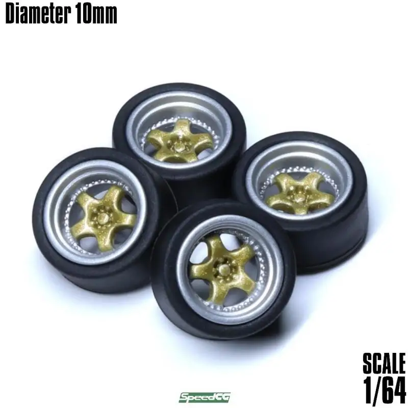 1/64 SpeedCG Modified Parts Diameter 10mm  ABS Wheels with Rubber Tire Type J For Hotwheels Tomica Model Car Racing Vehicle Toy