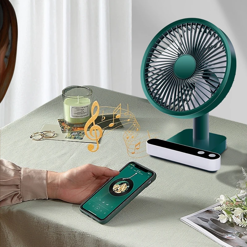 USB wiederaufladbarer oszillierender Schreibtischventilator, 4 Geschwindigkeitseinstellungen, 5000 mAh, Mini-Tischventilator, verstellbarer Kopf, persönlicher Ventilator für Zuhause und Büro