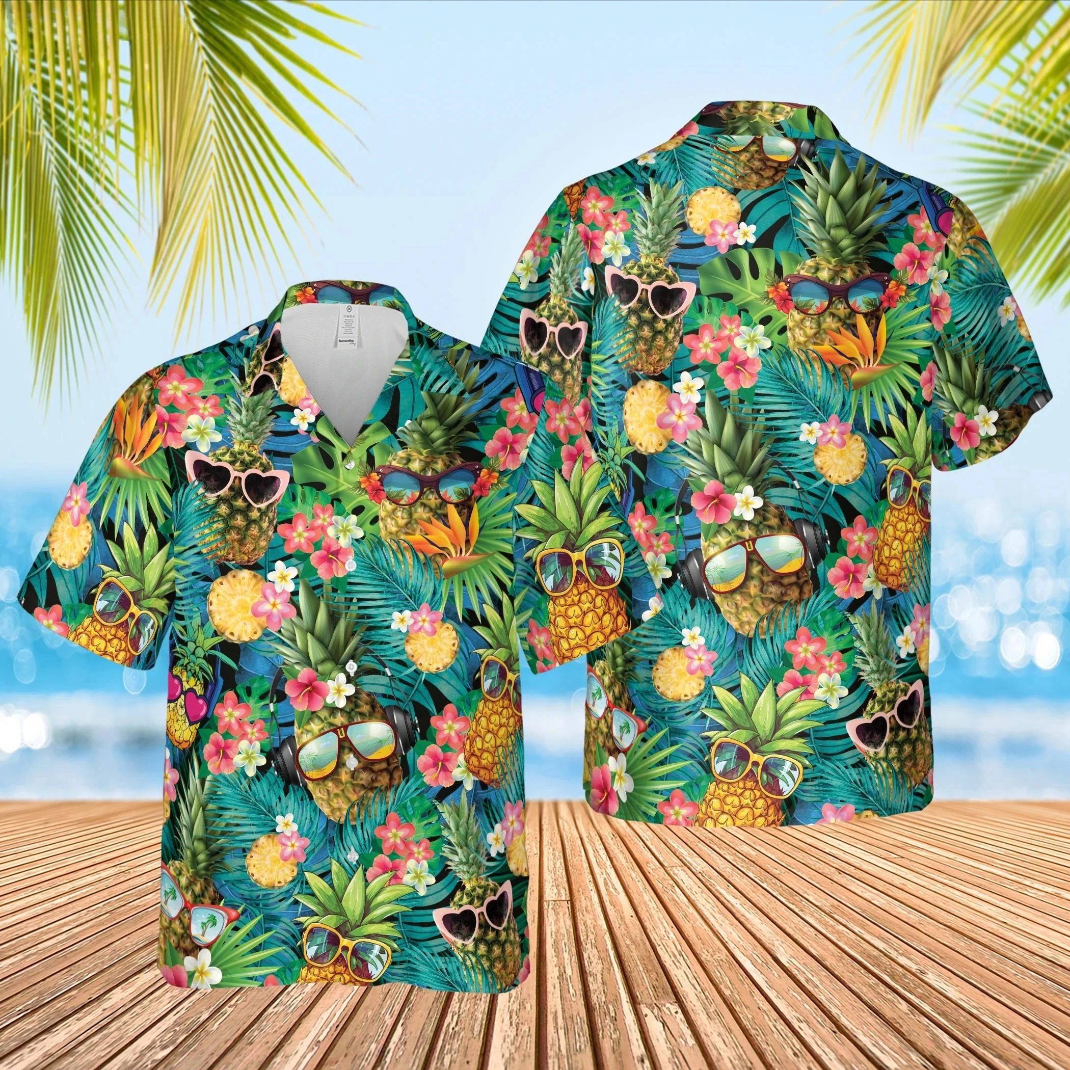 Hip Hop Pineapple Fruit Hawaiian Shirts 3d Print Men Fashion Blouses product image