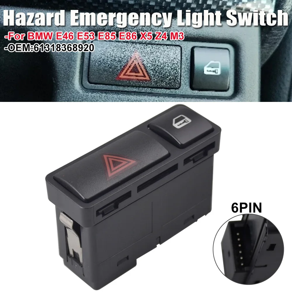 High Performance 61318368920 for BMW E46 E53 E85 E86 X5 Z4 M3 325 3 Series Hazard Emergency Flasher Light Switch Warning Button