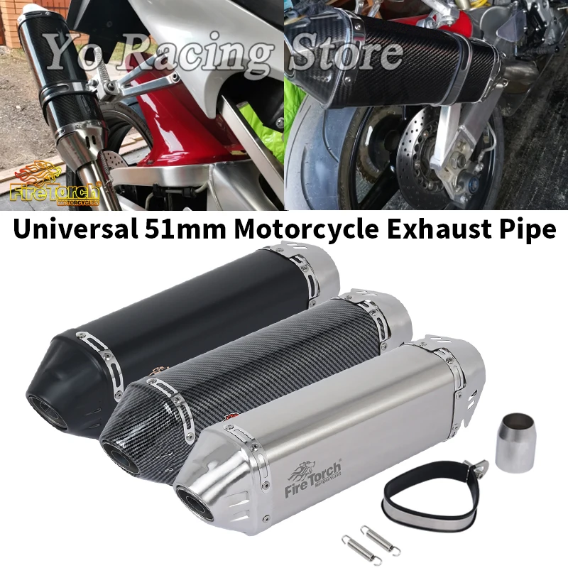 

Universal Motorcycle Exhaust Pipe Escape Muffier DB Killer 51mm Motocross Tube For Z900 YZF R1 R3 ER6N Z650 ZX6R Ninja250 MT09