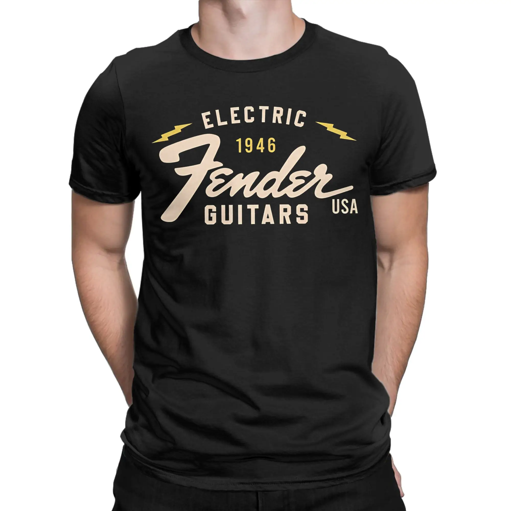 Men's Fender Jimi Hendrix Electric Guitar T-Shirts Pure Cotton Tees Streetwear Short Sleeve T Shirt O Neck Fashion Loose Tshirt view 2