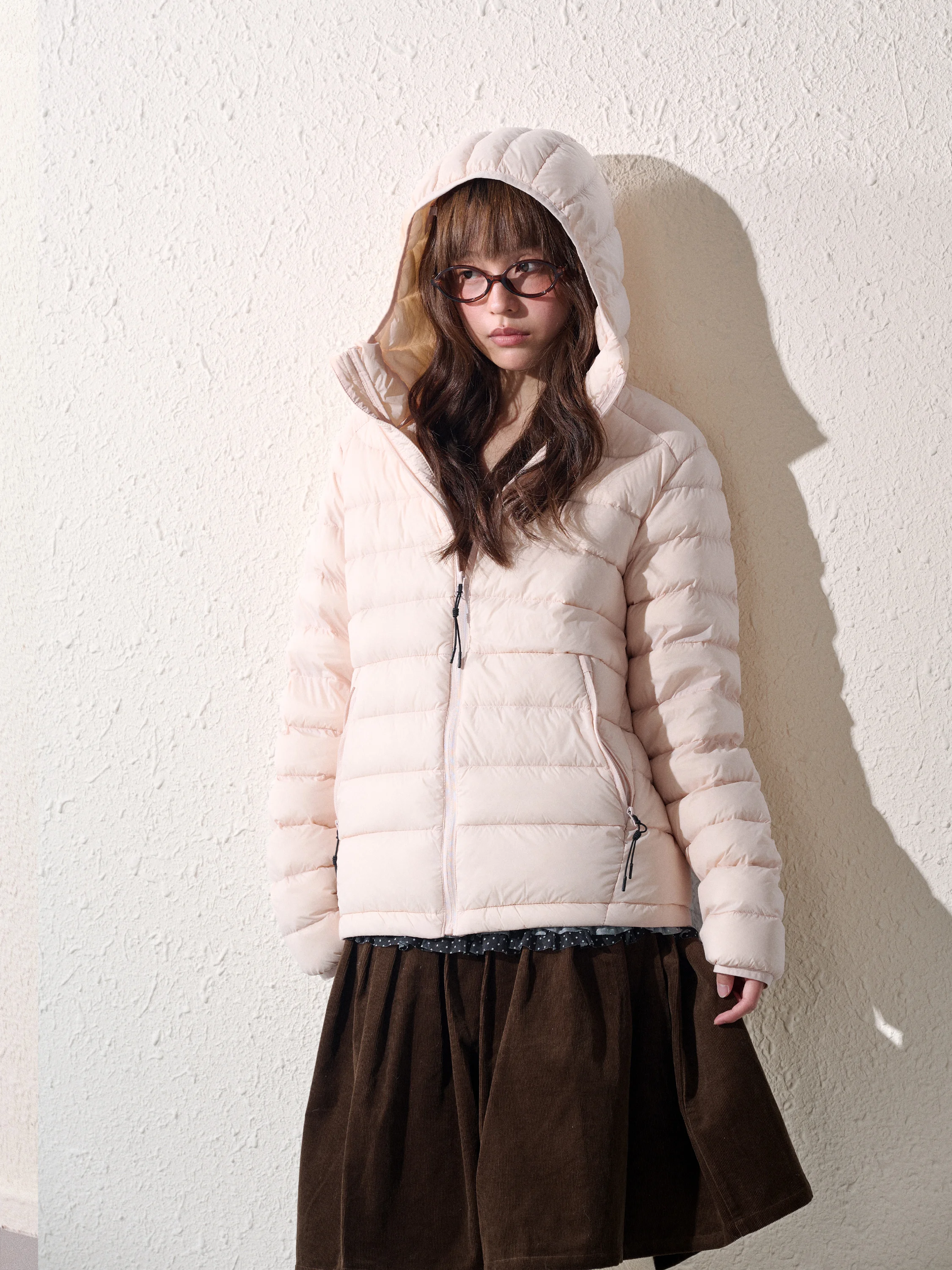 

Neotcg Women's Pink down Jaet Lightweight Hooded Du Feather Coat Warmth Cact Design Windproof Nylon Fabric Zipper Closure