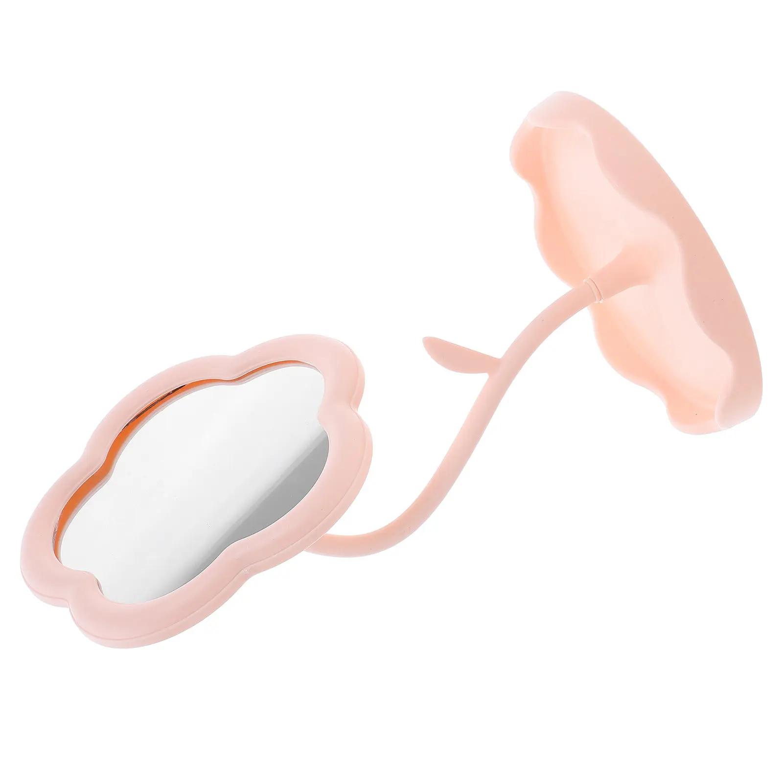 

Cute Flower Makeup Mirror Pink Desktop Vanity Tabletop Space Saving for Dorm Room Apartment Dressing Table Decor